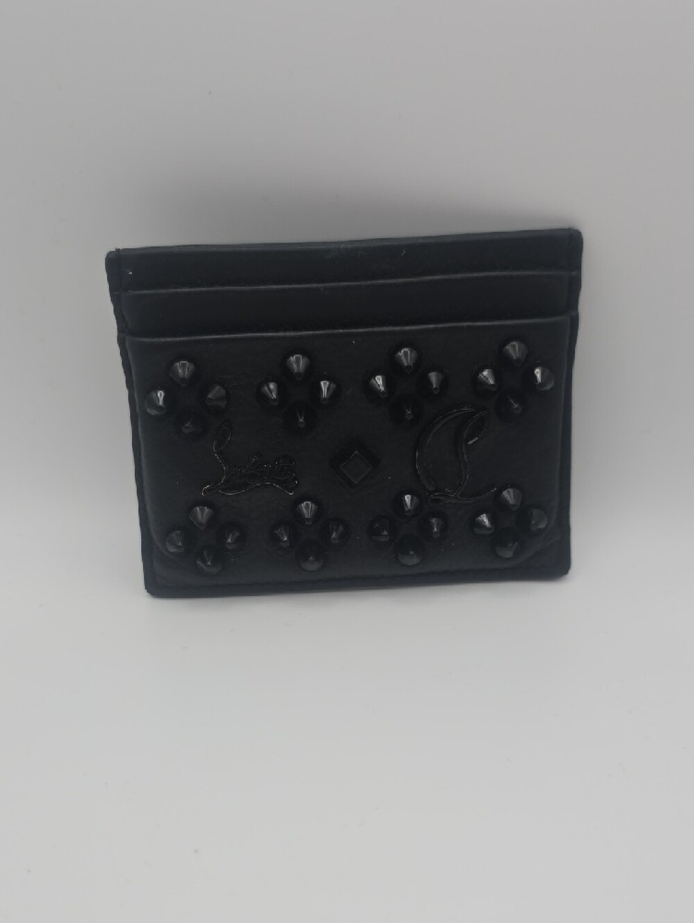 Christian Louboutin Kios Black Card Holder W Embossed Logo & Studs (GOOD)🖤